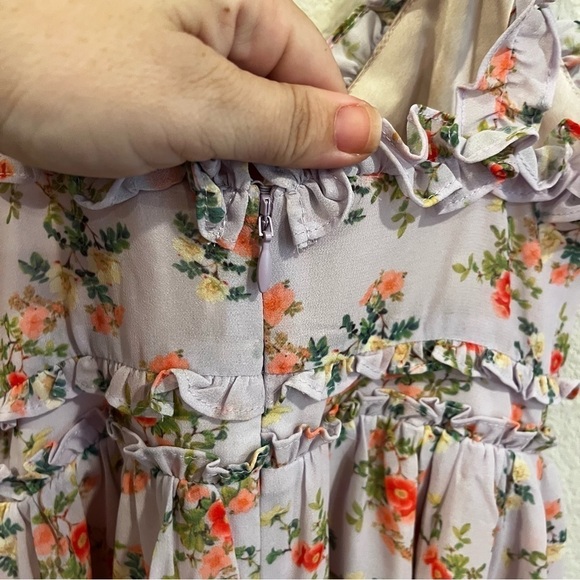 Revolve Lovers & Friends Raya lilac floral mini dress w ruffle detail size xxs - Picture 4 of 11